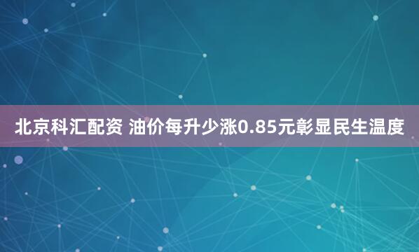 北京科汇配资 油价每升少涨0.85元彰显民生温度