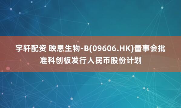 宇轩配资 映恩生物-B(09606.HK)董事会批准科创板发行人民币股份计划