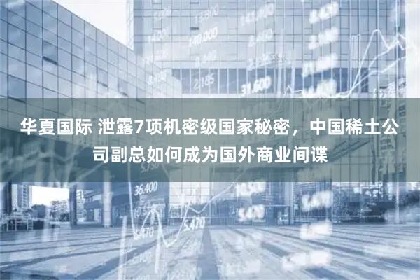 华夏国际 泄露7项机密级国家秘密，中国稀土公司副总如何成为国外商业间谍
