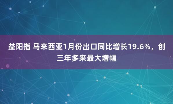 益阳指 马来西亚1月份出口同比增长19.6%，创三年多来最大增幅