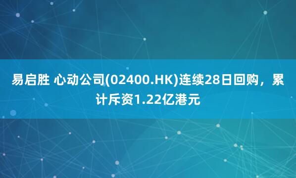 易启胜 心动公司(02400.HK)连续28日回购，累计斥资1.22亿港元