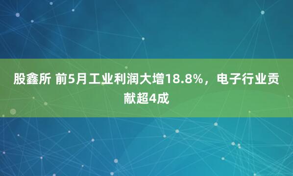 股鑫所 前5月工业利润大增18.8%，电子行业贡献超4成