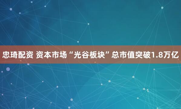 忠琦配资 资本市场“光谷板块”总市值突破1.8万亿