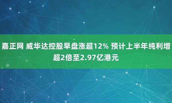 嘉正网 威华达控股早盘涨超12% 预计上半年纯利增超2倍至2.97亿港元